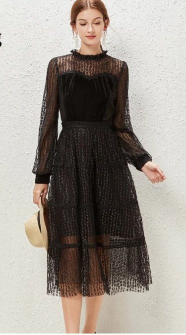 Vestido Vintage Chic 40s Encaje Negro