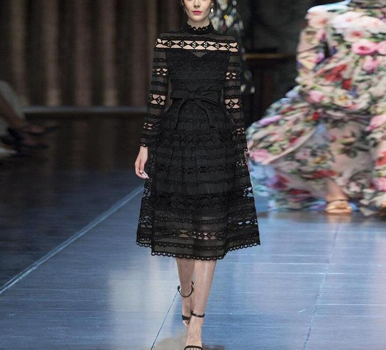 Vestido 40s Negro Calado