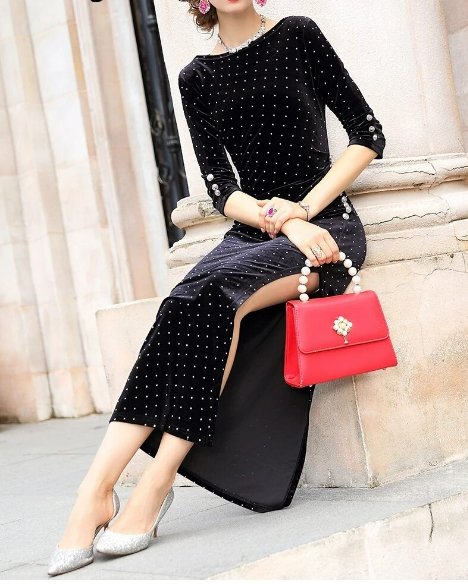 Vestido 40s Botones Negro