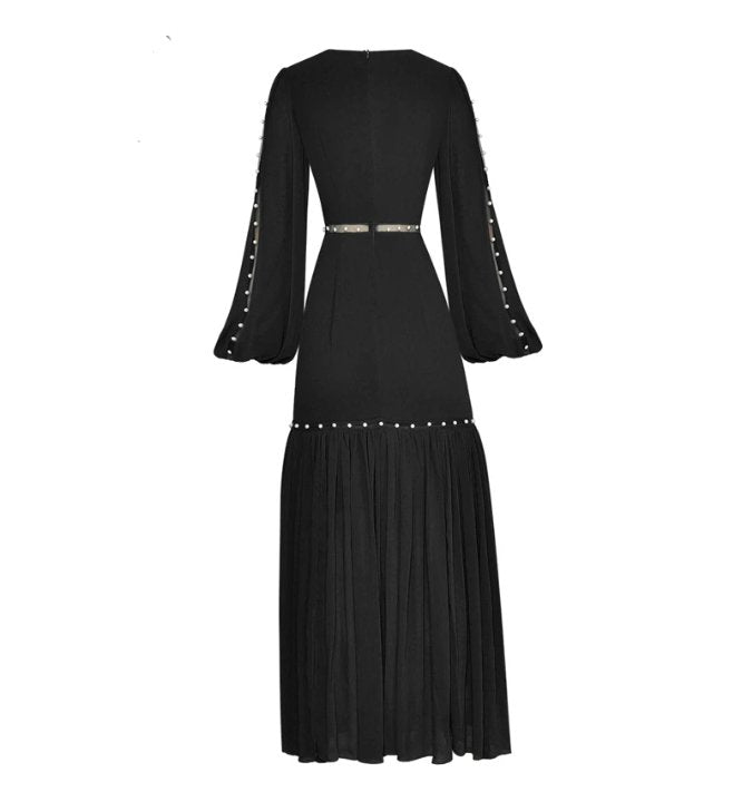 Vestido Negro Con Cuentas 40s