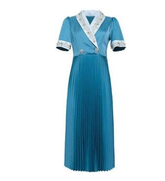 Vestido 40s Abalorios Azul