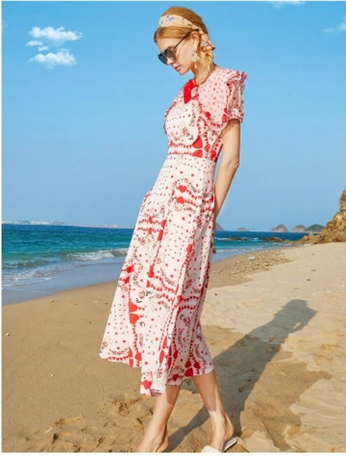 Vestido 40s Corazones Rosa