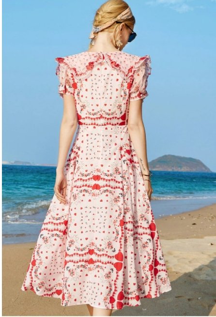 Vestido 40s Corazones Rosa