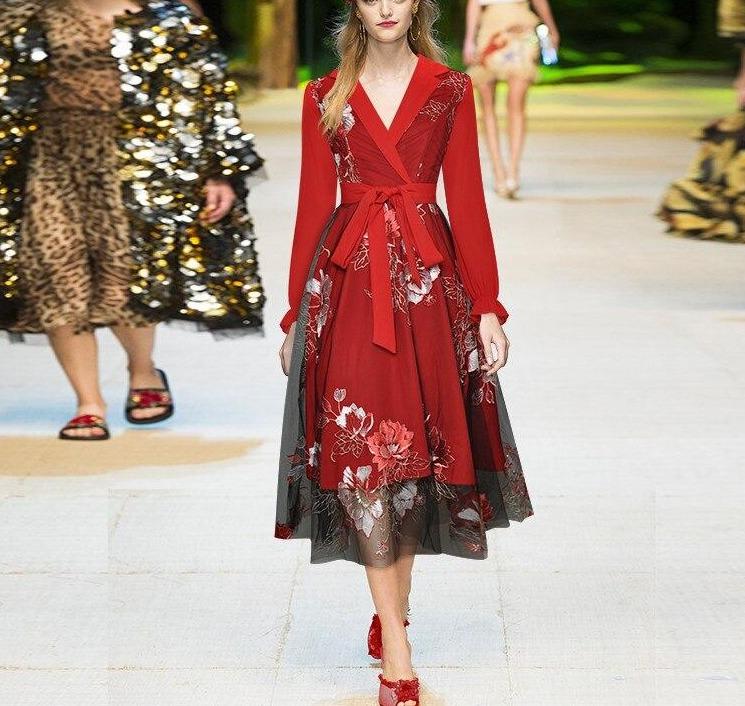 Vestido Años 40 Rojo Y Blanco