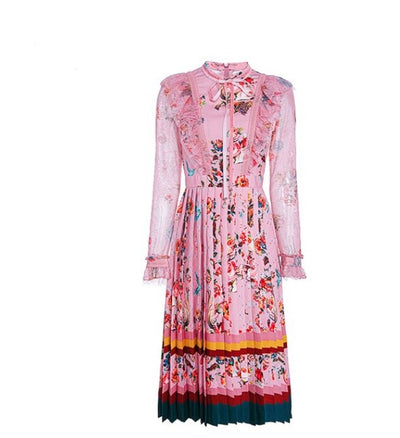 Vestido Cintura Alta 40s Floral Rosa