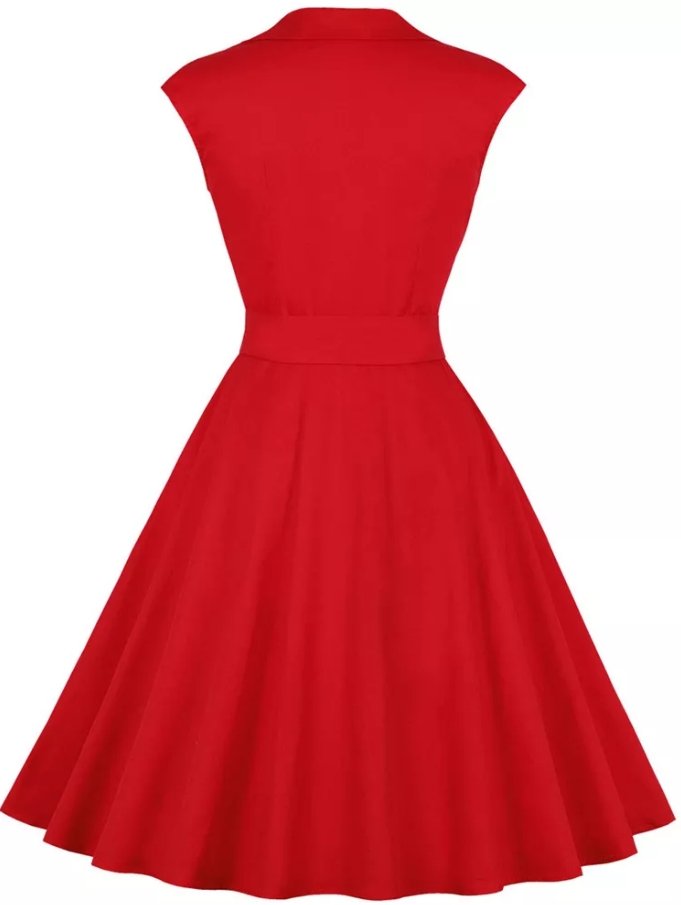 Vestido Americano 50s Lunares Rojo