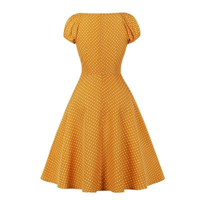 Vestido Amarillo Lunares 50s