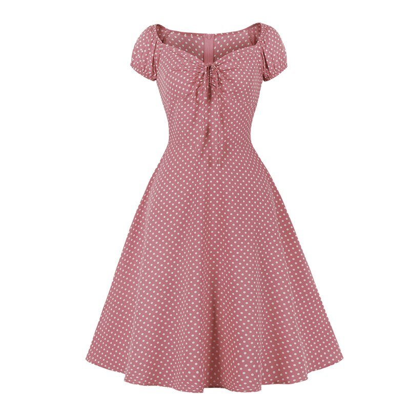 Vestido Rosa Lunares 50s