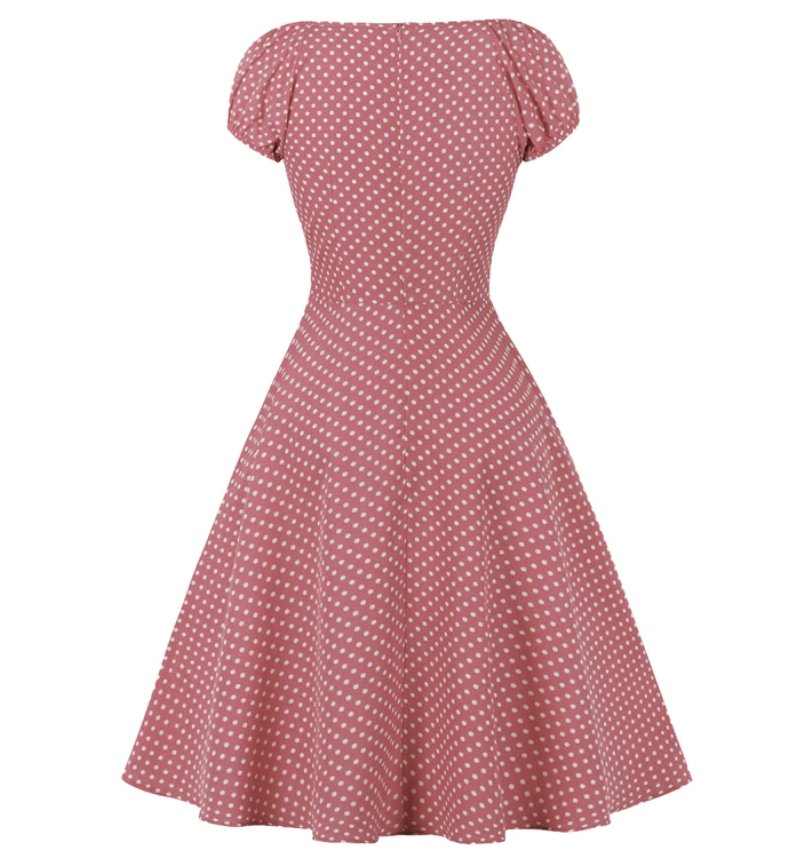 Vestido Rosa Lunares 50s