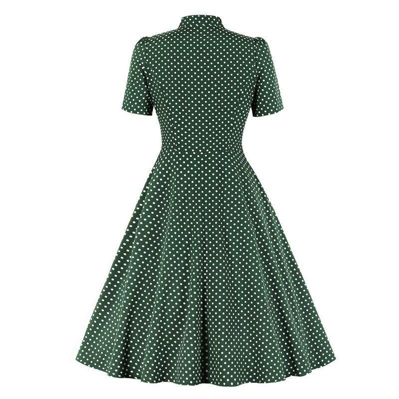 Vestido 50s Vintage Lunares Verde