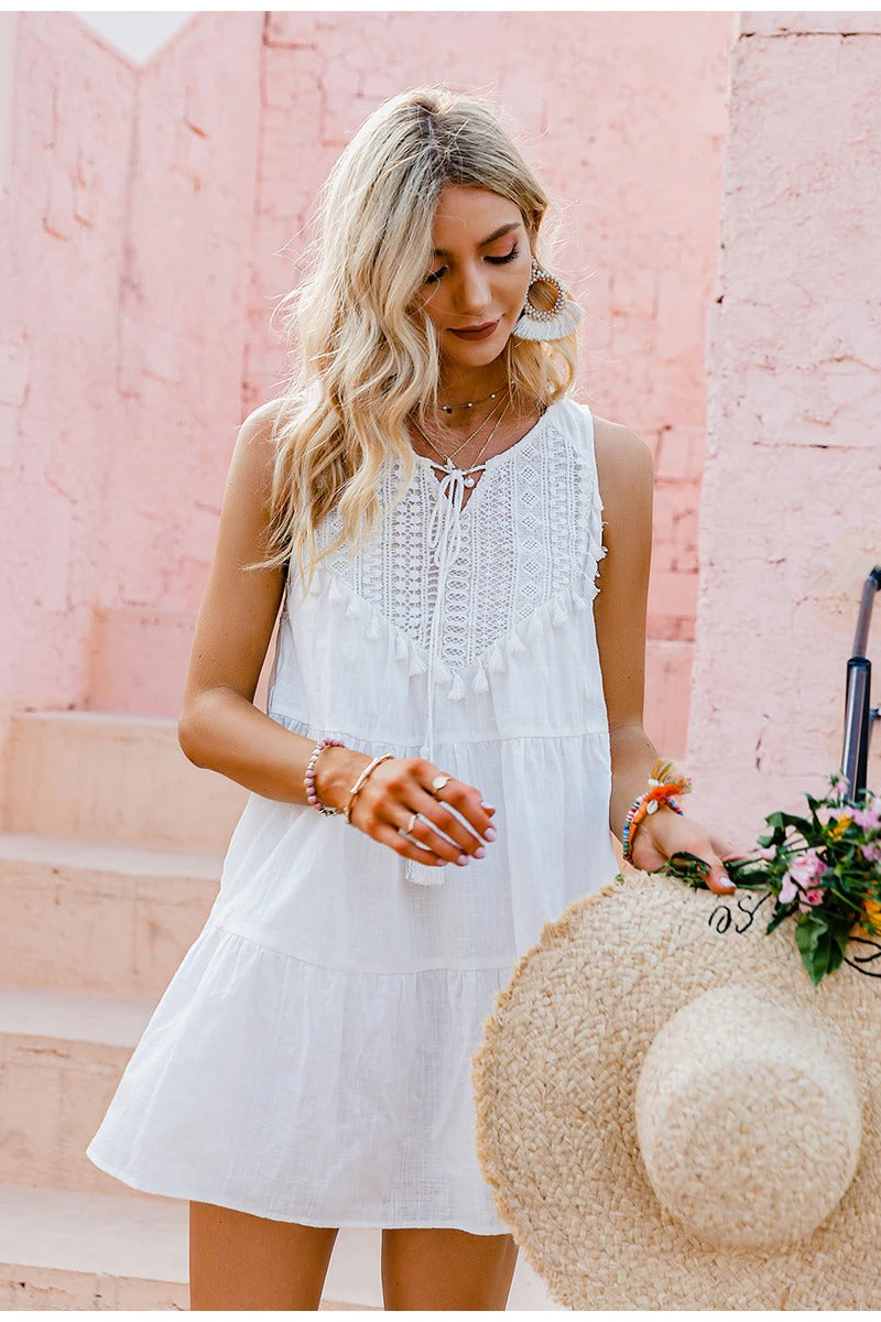 Vestido Blanco Vintage Bohemio