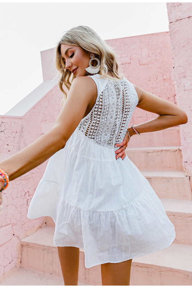 Vestido Blanco Vintage Bohemio