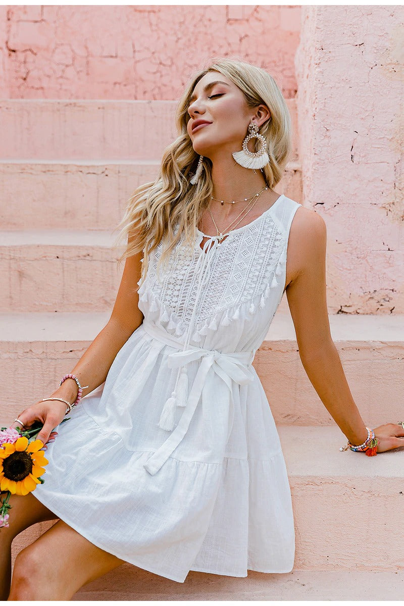Vestido Blanco Vintage Bohemio