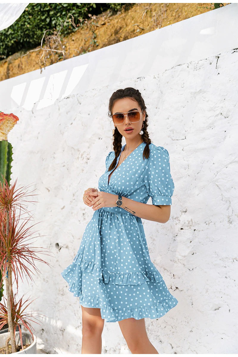 Vestido Vintage Lunares Azul