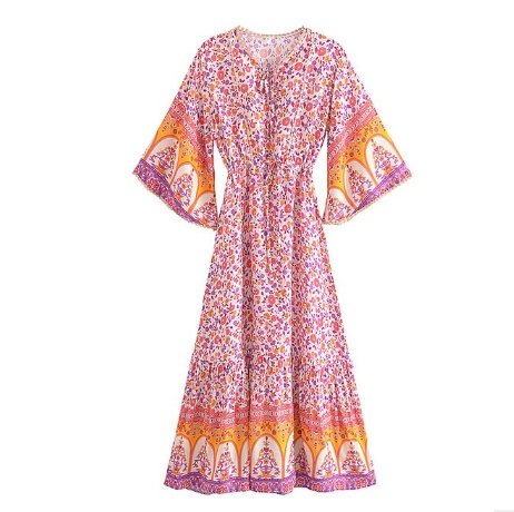 Vestido Bohemio De Flores De Los Años 70