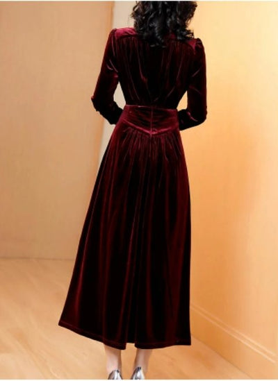 Vestido Burdeos Estilo Vintage 40s