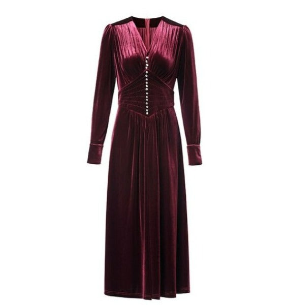 Vestido Burdeos Estilo Vintage 40s