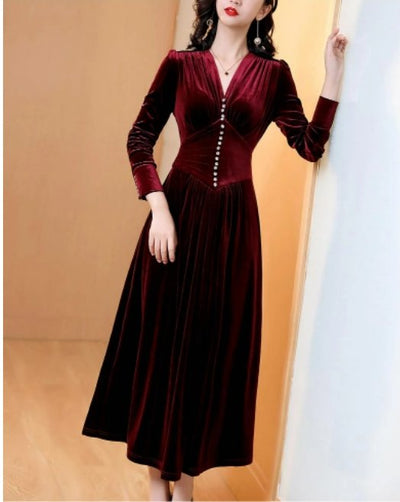 Vestido Burdeos Estilo Vintage 40s