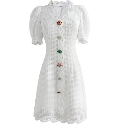 Vestido Vintage Con Botones En La Parte Delantera