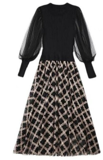 Vestido Vintage 40s Cuadros Negro