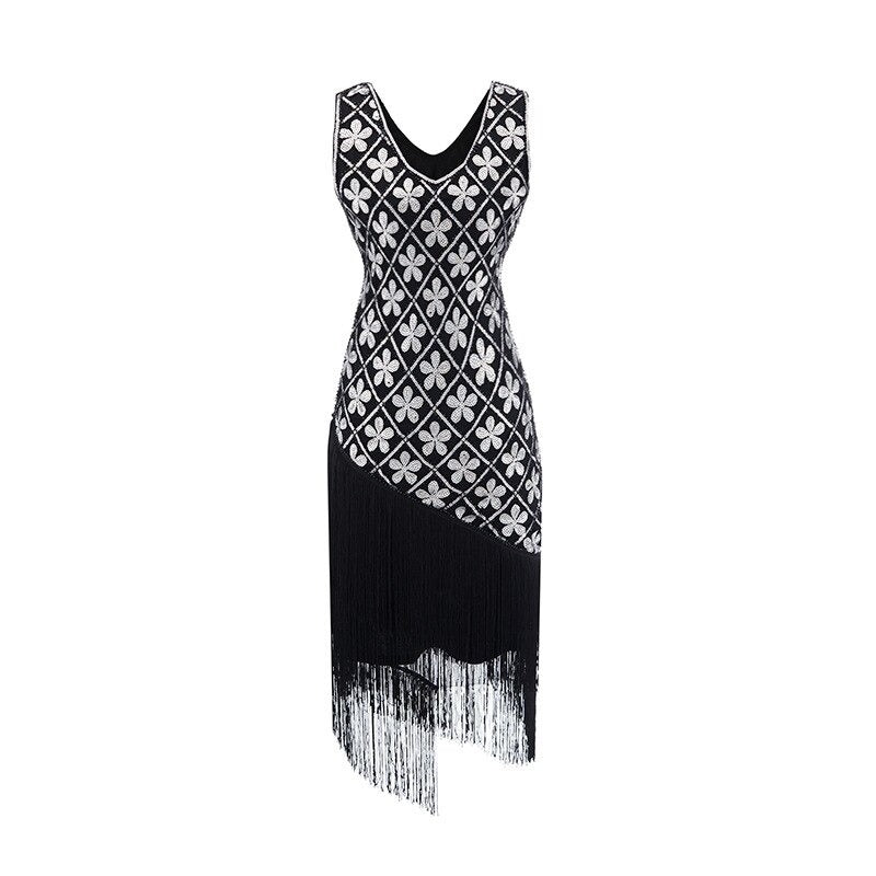 Vestido Charleston 20s - Negro Y Plata