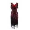 Vestido Charleston 20s - Negro Y Rojo