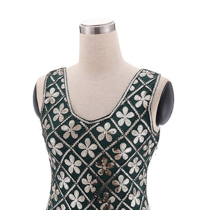 Vestido Charleston 20s - Verde Y Dorado
