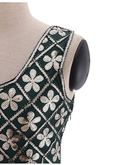 Vestido Charleston 20s - Verde Y Dorado
