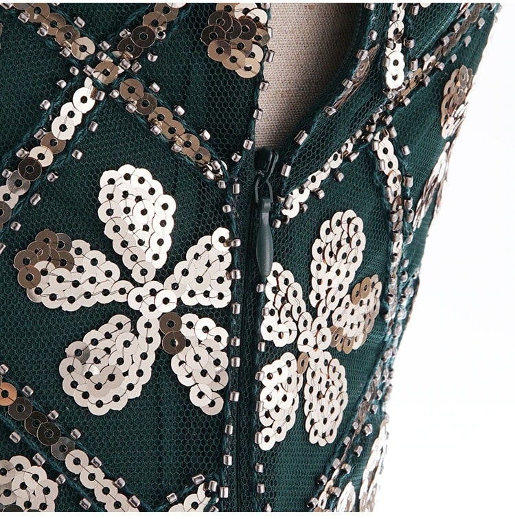 Vestido Charleston 20s - Verde Y Dorado