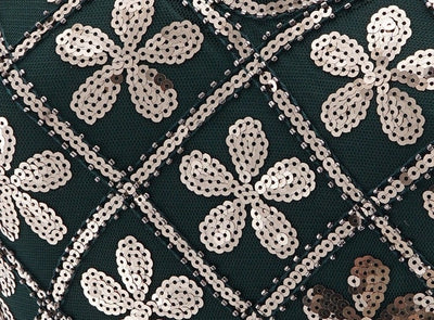Vestido Charleston 20s - Verde Y Dorado