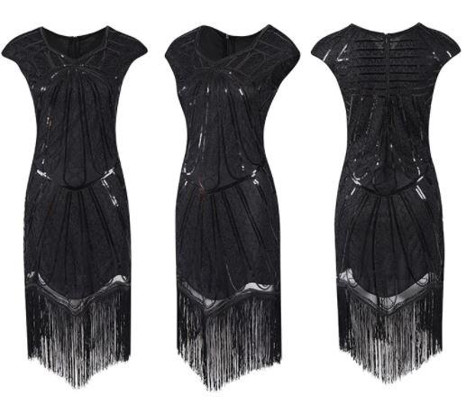 Vestido Charleston 20s Negro