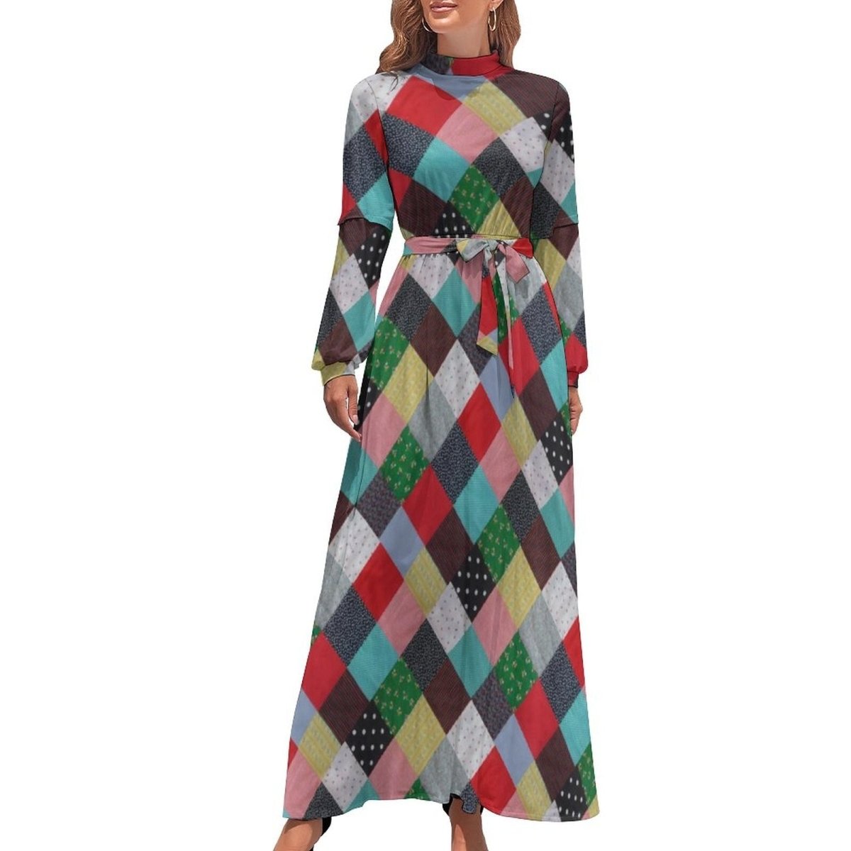 Vestido De Manga Larga Elegante De Los Años 70