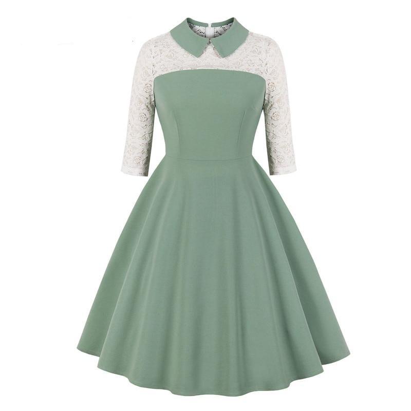 Vestido Cóctel Años 50 Verde
