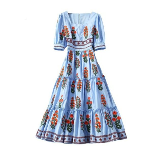 Vestido Corto Vintage Floral Azul