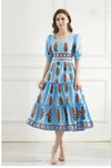 Vestido Corto Vintage Floral Azul