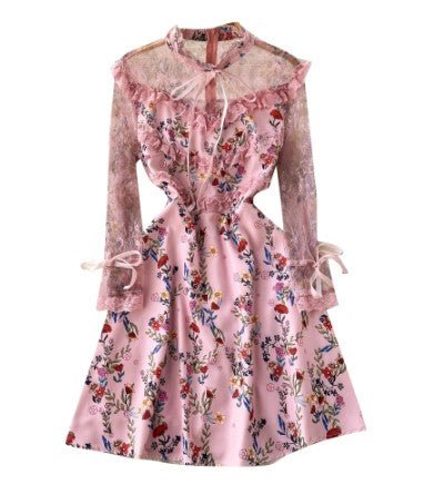 Vestido Corto Vintage Floral Rosa