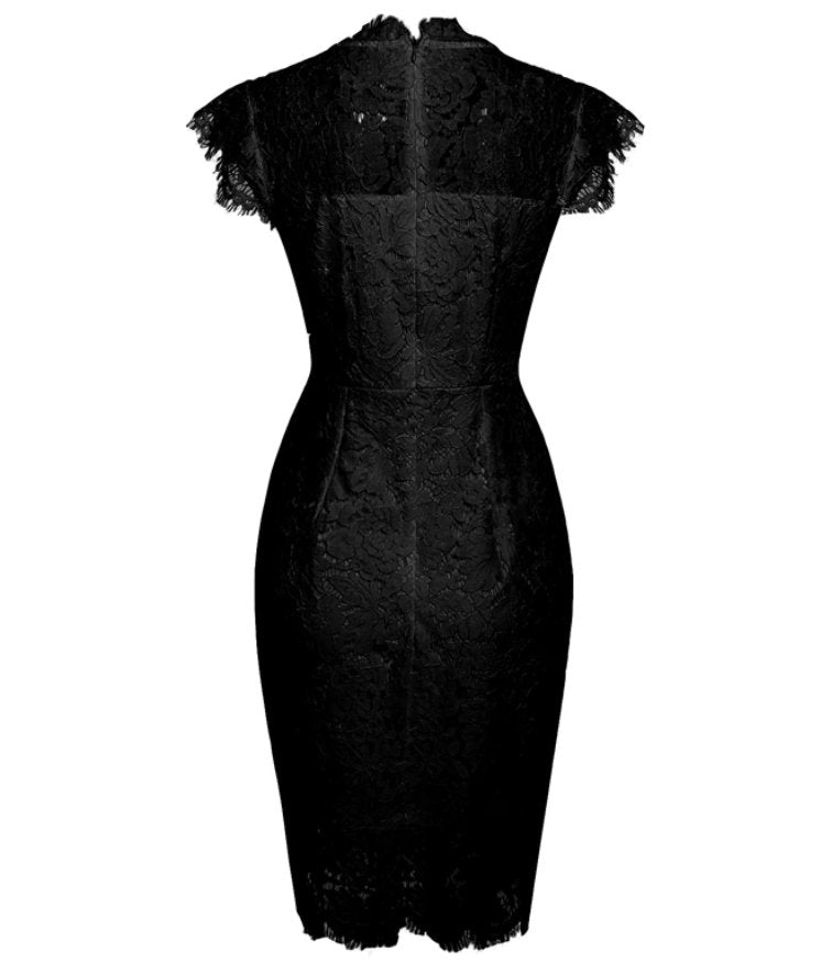 Vestido De Tubo De Encaje Vintage Negro