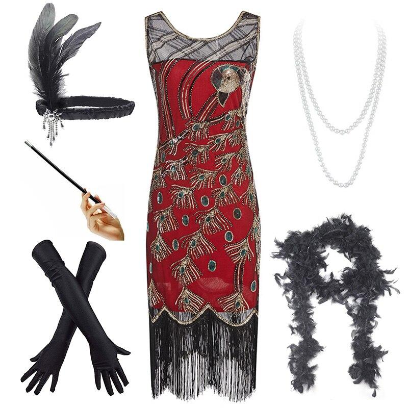 Vestido Cóctel Años 20 Rojo