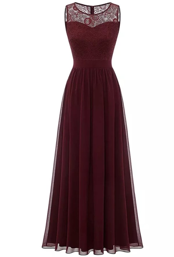 Vestido De Noche Años 50 Burdeos