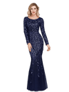 Elegante Vestido De Noche Azul Marino Gatsby
