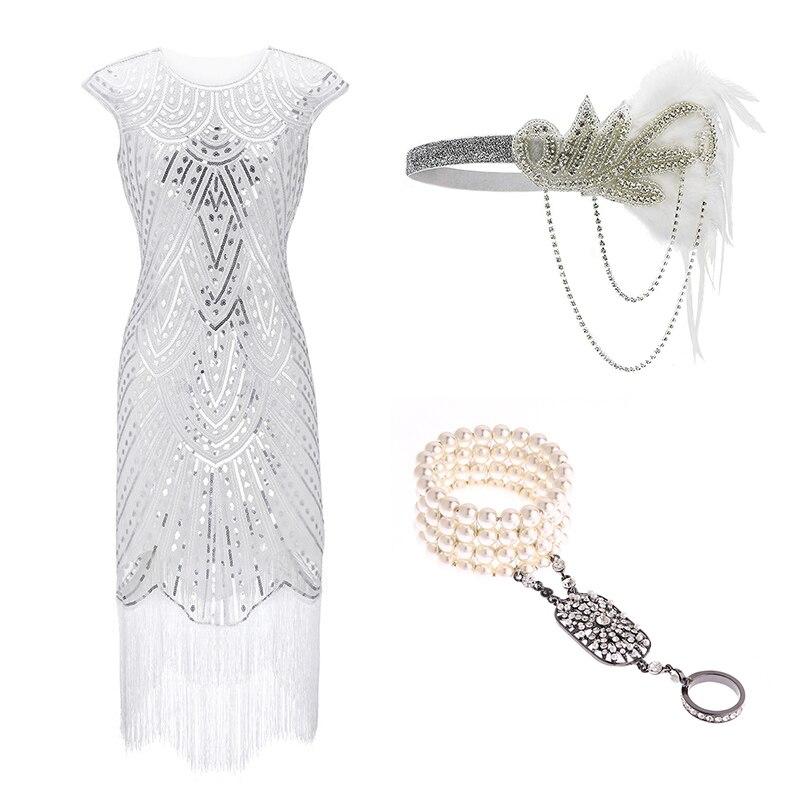 Vestido De Noche Estilo Años 20 Blanco