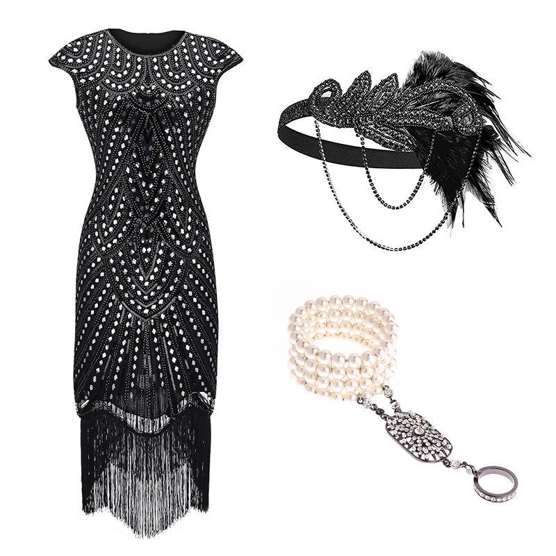 Vestido De Noche Estilo Años 20 Negro