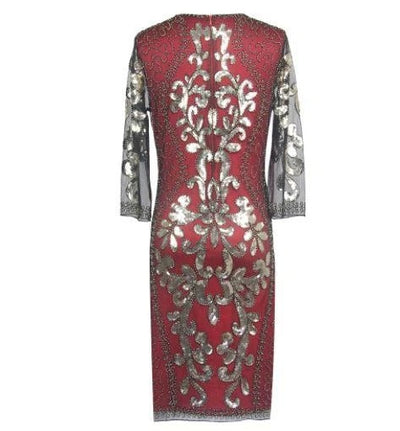 Vestido De Noche Estilo Gatsby De Oro Rojo