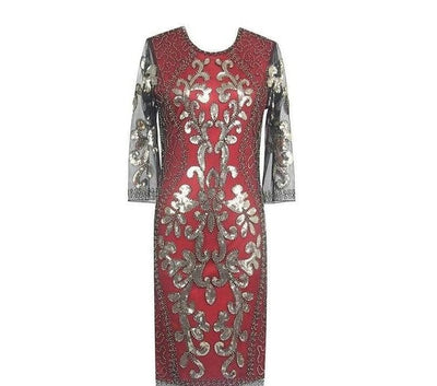Vestido De Noche Estilo Gatsby De Oro Rojo