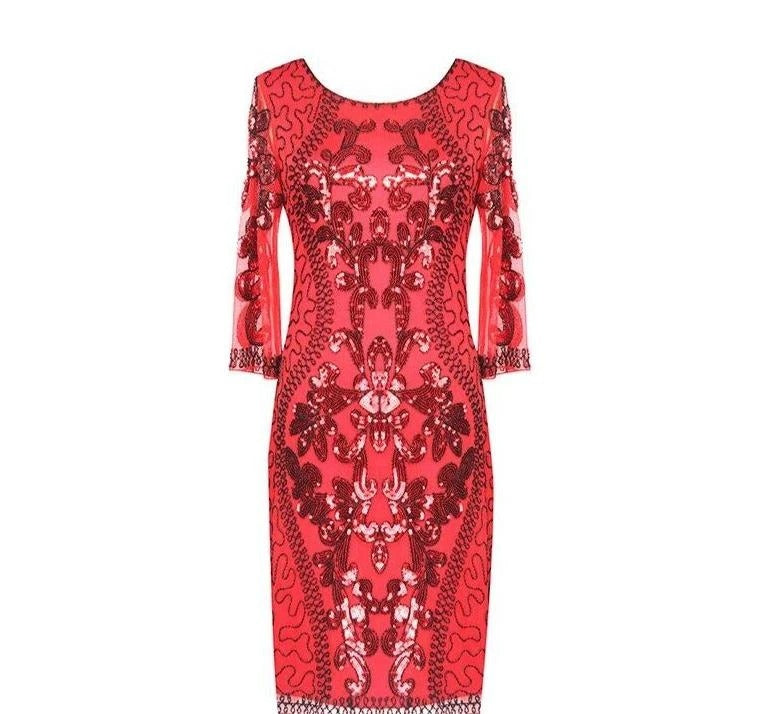 Vestido De Noche Rojo Estilo Gatsby