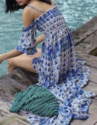 Vestido De Noche Vintage Azul