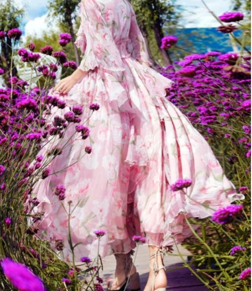 Vestido De Encaje Rosa Vintage