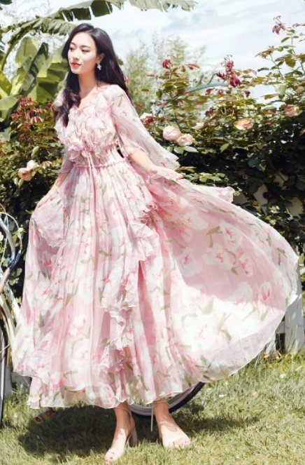 Vestido De Encaje Rosa Vintage