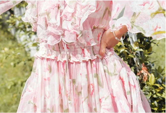 Vestido De Encaje Rosa Vintage