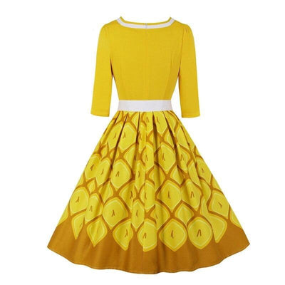 Vestido 50s Talla Grande Amarillo